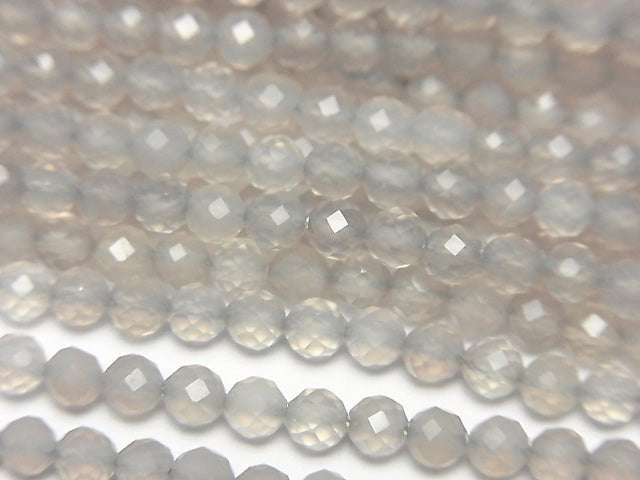 [Video] High Quality! Gray Onyx Faceted Round 3mm 1strand beads (aprx.15inch / 38cm)