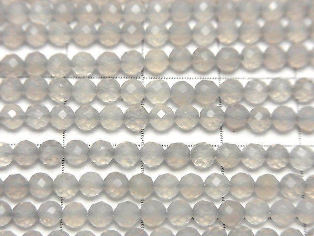 [Video] High Quality! Gray Onyx Faceted Round 3mm 1strand beads (aprx.15inch / 38cm)