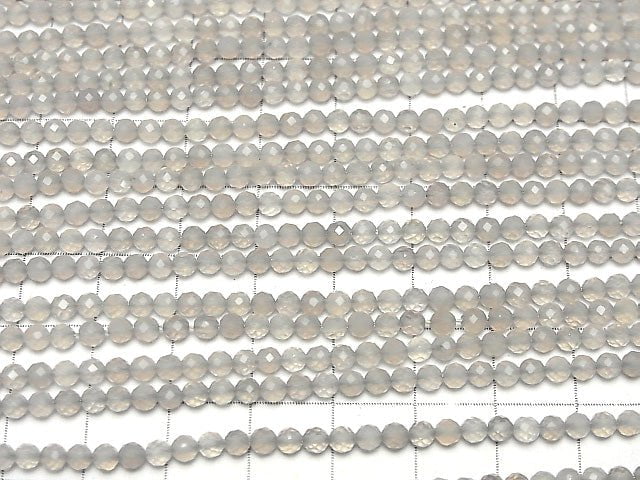 [Video] High Quality! Gray Onyx Faceted Round 3mm 1strand beads (aprx.15inch / 38cm)