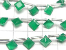 [Video] High Quality Green Onyx AAA Diamond Princess Cut 8x8mm 1strand (8pcs )