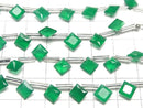 [Video] High Quality Green Onyx AAA Diamond Princess Cut 8x8mm 1strand (8pcs )
