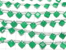 [Video] High Quality Green Onyx AAA Diamond Princess Cut 8x8mm 1strand (8pcs )