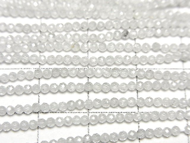 [Video] High Quality! Natural White Zircon AA++ Faceted Round 2mm 1strand beads (aprx.15inch/37cm)