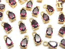 [Video] High Quality Rhodolite Garnet AAA Bezel Setting Pear shape Faceted 6x4mm 18KGP 2pcs