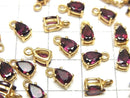 [Video] High Quality Rhodolite Garnet AAA Bezel Setting Pear shape Faceted 6x4mm 18KGP 2pcs