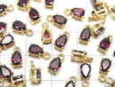 [Video] High Quality Rhodolite Garnet AAA Bezel Setting Pear shape Faceted 6x4mm 18KGP 2pcs