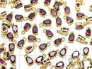 [Video] High Quality Rhodolite Garnet AAA Bezel Setting Pear shape Faceted 6x4mm 18KGP 2pcs