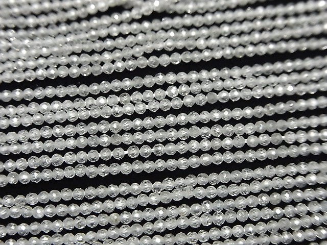 [Video] High Quality! Natural White Zircon AA++ Faceted Round 2mm 1strand beads (aprx.15inch/37cm)