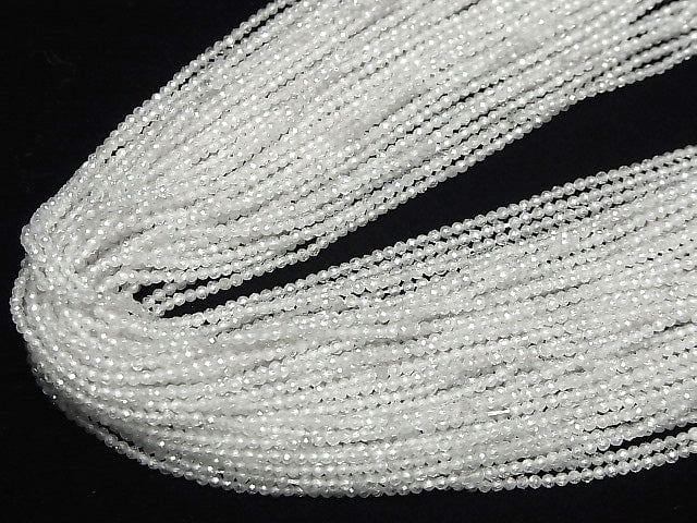 [Video] High Quality! Natural White Zircon AA++ Faceted Round 2mm 1strand beads (aprx.15inch/37cm)