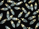 [Video]High Quality Sea Blue Chalcedony AAA- Faceted Point Charm 12x5x5mm Gold color 2pcs