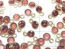[Video]High Quality Pink Garnet AAA Bezel Setting Round Faceted 5x5mm 18KGP 5pcs