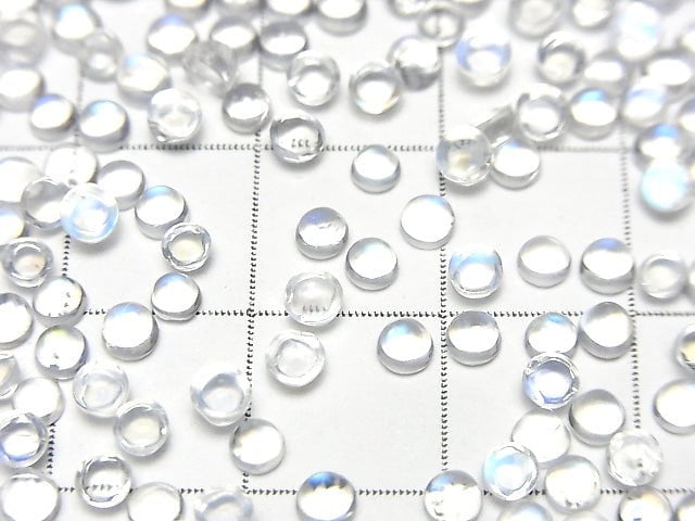 [Video] High Quality Rainbow Moonstone AAA Round Cabochon 3x3mm 10pcs