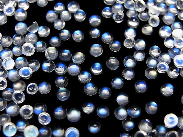 [Video] High Quality Rainbow Moonstone AAA Round Cabochon 3x3mm 10pcs