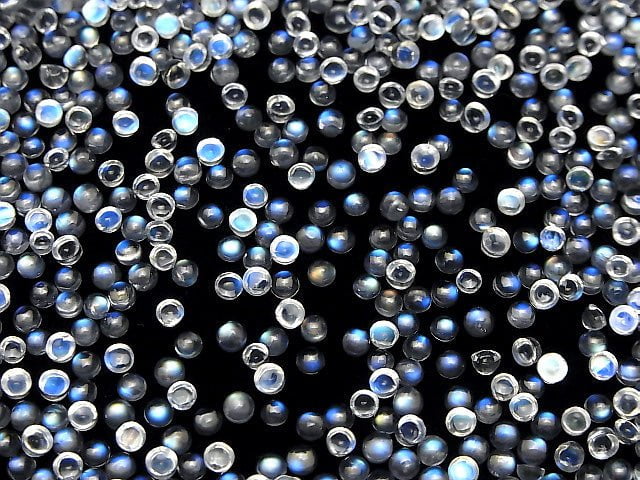 [Video] High Quality Rainbow Moonstone AAA Round Cabochon 3x3mm 10pcs