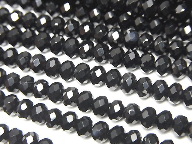 High Quality!  1strand $9.79! Onyx AAA Faceted Button Roundel 4x4x2.5mm 1strand beads (aprx.15inch/37cm)