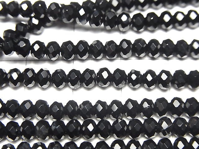 High Quality!  1strand $9.79! Onyx AAA Faceted Button Roundel 4x4x2.5mm 1strand beads (aprx.15inch/37cm)