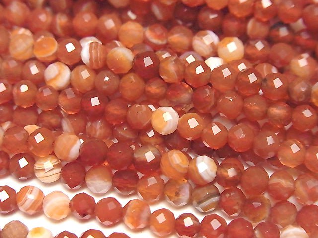[Video]High Quality!  Carnelian ,Sardonyx AA++ 32Faceted Round 4mm 1strand beads (aprx.15inch/38cm)