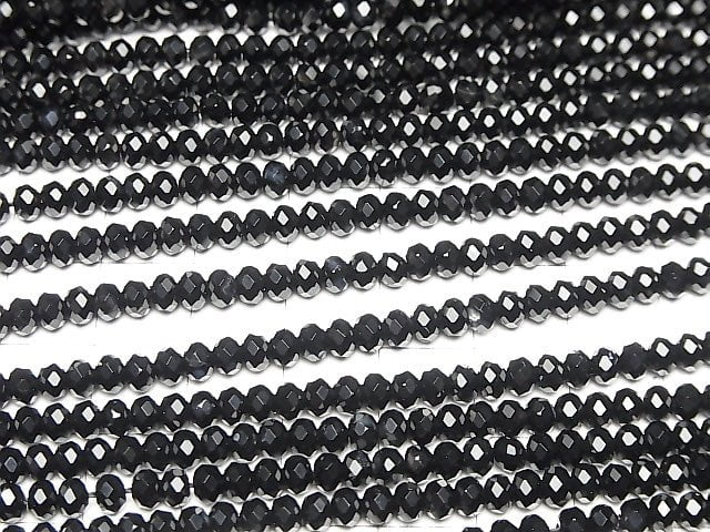 High Quality!  1strand $9.79! Onyx AAA Faceted Button Roundel 4x4x2.5mm 1strand beads (aprx.15inch/37cm)