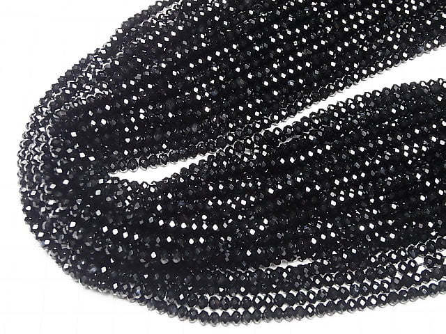 High Quality!  1strand $9.79! Onyx AAA Faceted Button Roundel 4x4x2.5mm 1strand beads (aprx.15inch/37cm)