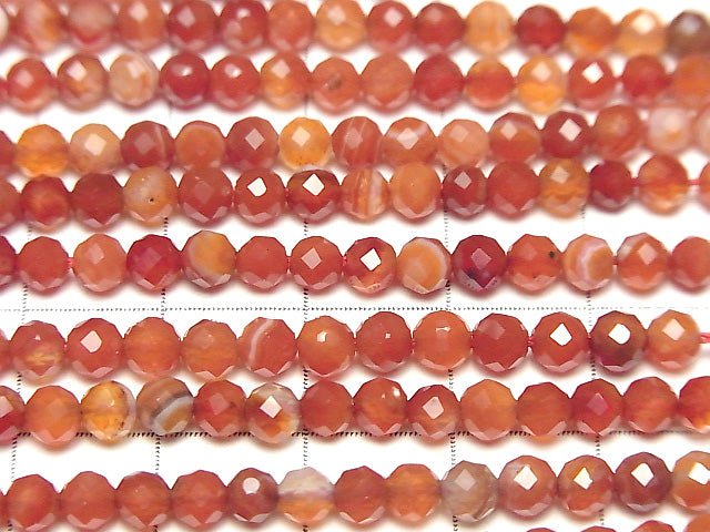 [Video]High Quality!  Carnelian ,Sardonyx AA++ 32Faceted Round 4mm 1strand beads (aprx.15inch/38cm)