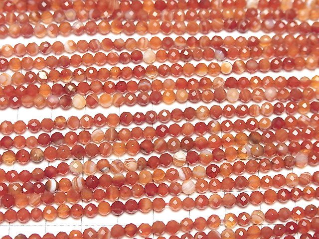 [Video]High Quality!  Carnelian ,Sardonyx AA++ 32Faceted Round 4mm 1strand beads (aprx.15inch/38cm)