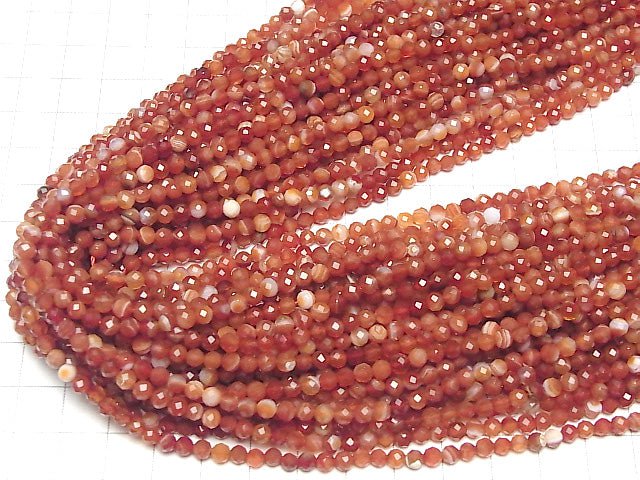 [Video]High Quality!  Carnelian ,Sardonyx AA++ 32Faceted Round 4mm 1strand beads (aprx.15inch/38cm)