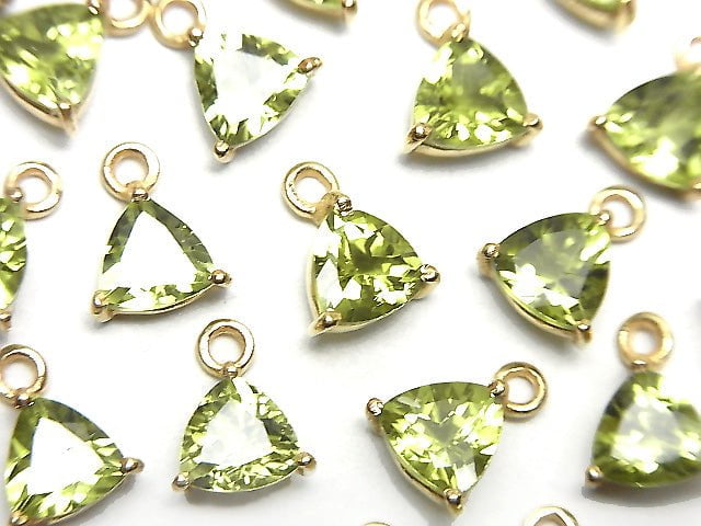 [Video] High Quality Peridot AAA Bezel Setting Triangle Faceted 6x6mm 18KGP 2pcs $7.79!