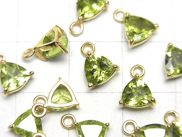 [Video] High Quality Peridot AAA Bezel Setting Triangle Faceted 6x6mm 18KGP 2pcs $7.79!