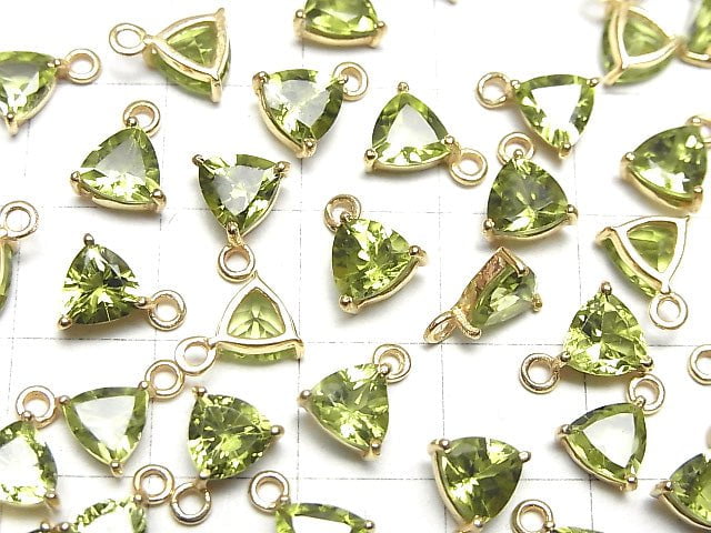 [Video] High Quality Peridot AAA Bezel Setting Triangle Faceted 6x6mm 18KGP 2pcs $7.79!