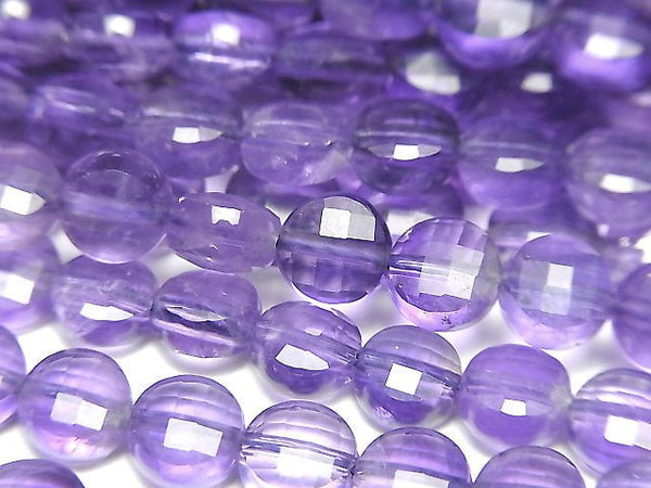 High Quality!  1strand $13.99! Amethyst AA++ Faceted Coin 6x6x3mm 1strand beads (aprx.15inch/37cm)