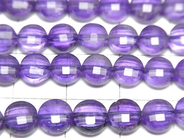 [Video] High Quality! Amethyst AA++ Faceted Coin 6x6x3mm 1strand beads (aprx.15inch/37cm)