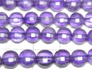 [Video] High Quality! Amethyst AA++ Faceted Coin 6x6x3mm 1strand beads (aprx.15inch/37cm)