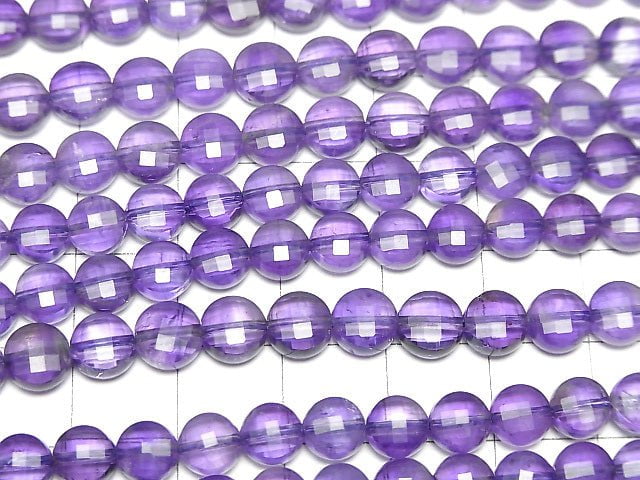[Video] High Quality! Amethyst AA++ Faceted Coin 6x6x3mm 1strand beads (aprx.15inch/37cm)