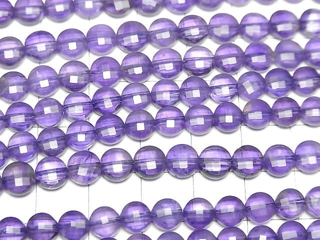 High Quality!  1strand $13.99! Amethyst AA++ Faceted Coin 6x6x3mm 1strand beads (aprx.15inch/37cm)