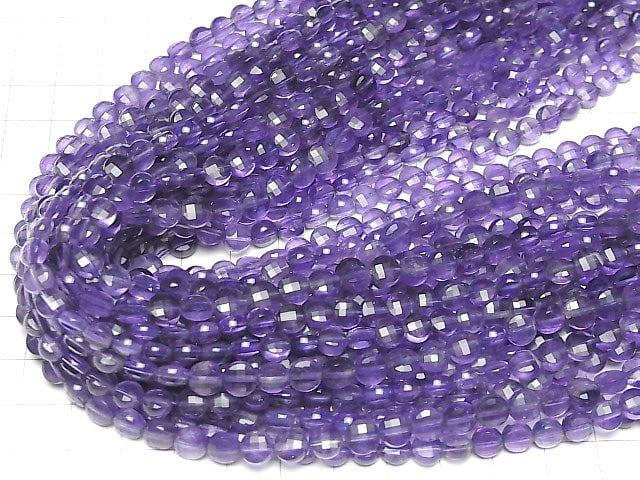 High Quality!  1strand $13.99! Amethyst AA++ Faceted Coin 6x6x3mm 1strand beads (aprx.15inch/37cm)