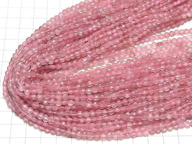 High Quality! Pink Epidote AAA- Faceted Coin 4x4x2mm 1strand beads (aprx.15inch/37cm)