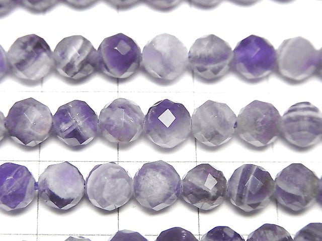 [Video]High Quality! Striped Amethyst 64Faceted Round 6mm 1strand beads (aprx.14inch/35cm)