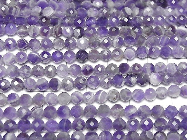 [Video]High Quality! Striped Amethyst 64Faceted Round 6mm 1strand beads (aprx.14inch/35cm)