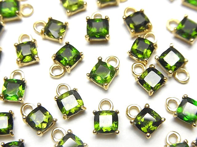 [Video] High Quality Chrome Diopside AAA Bezel Setting Square Faceted 4x4mm 18KGP 2pcs $7.79!