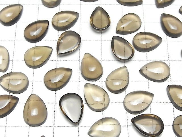 High Quality Smoky Quartz AAA Pear shape  Cabochon 14x10mm 3pcs