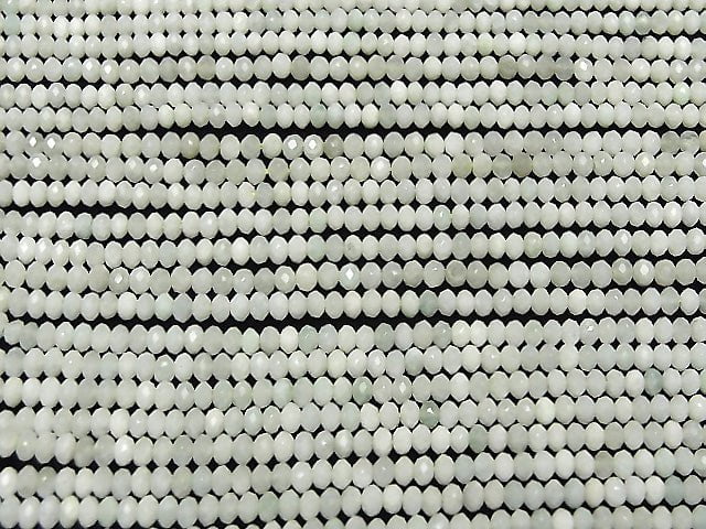 High Quality! Burma Jadeite AA ++ Faceted Button Roundel 3 x 3 x 2 mm half or 1 strand beads (aprx.15 inch / 38 cm)