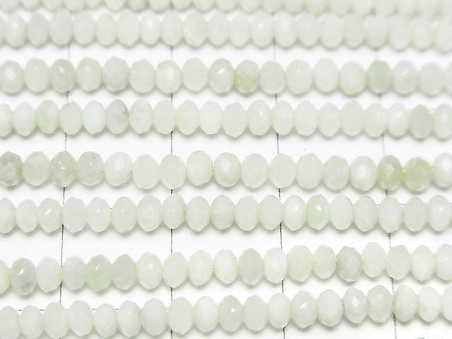 High Quality! Burma Jadeite AA ++ Faceted Button Roundel 3 x 3 x 2 mm half or 1 strand beads (aprx.15 inch / 38 cm)