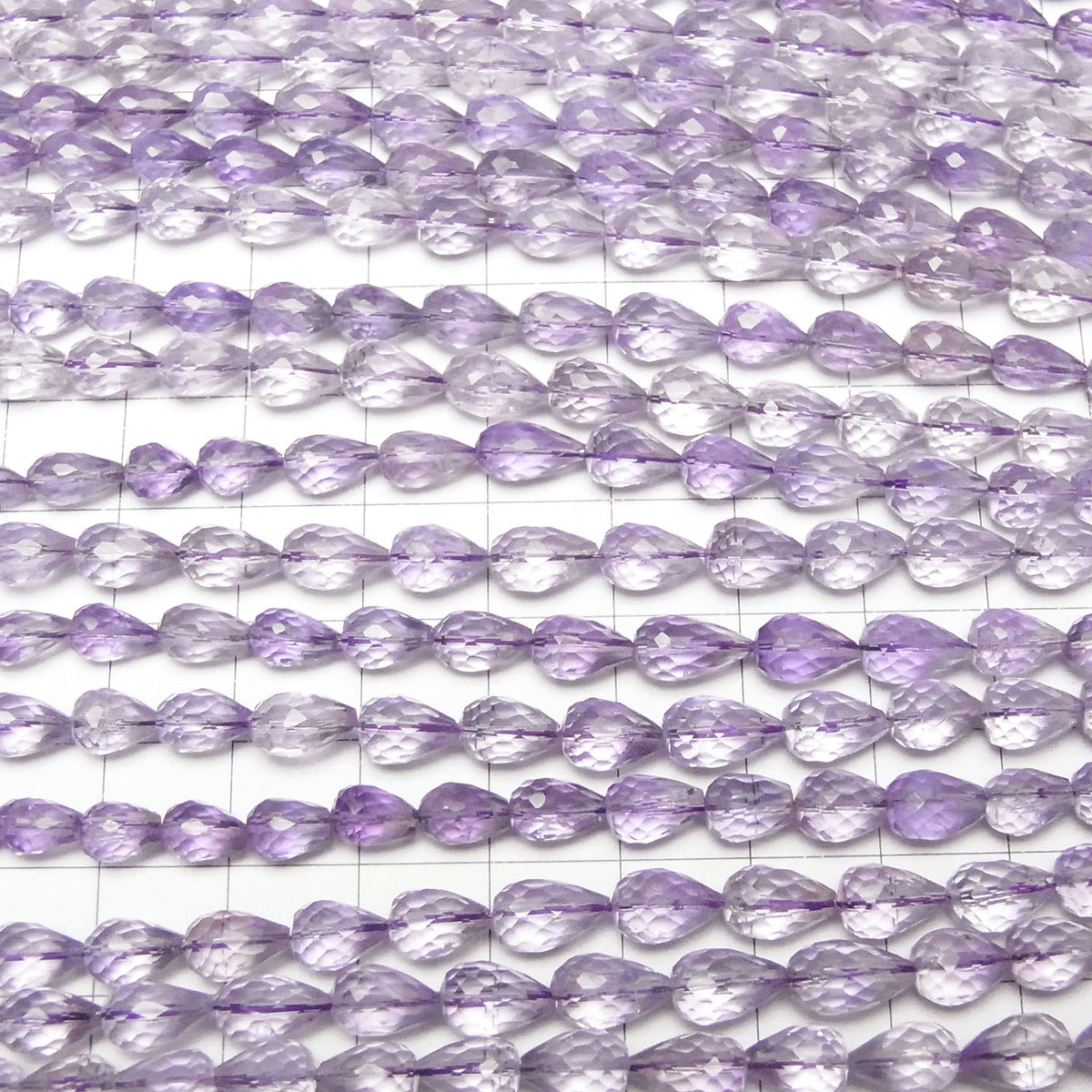 Améthyste de Haute Qualité AAA - Goutte Facettée à Trou Vertical (environ 9 pouces/22 cm) en demi-fil ou en un fil