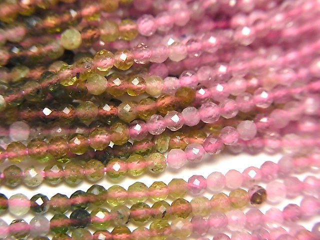 [Video] High Quality! Multicolor Tourmaline AAA- Faceted Round 2mm 1strand beads (aprx.15inch / 37cm)