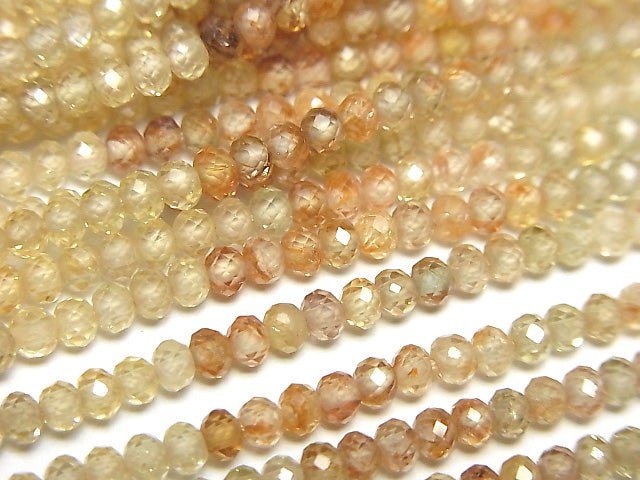 [Video]High Quality Natural Multi-color Zircon AAA Faceted Button Rondelle 3x3x1.5mm half or 1strand beads (aprx.11inch/28cm)