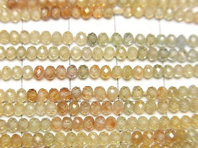 [Video]High Quality Natural Multi-color Zircon AAA Faceted Button Rondelle 3x3x1.5mm half or 1strand beads (aprx.11inch/28cm)
