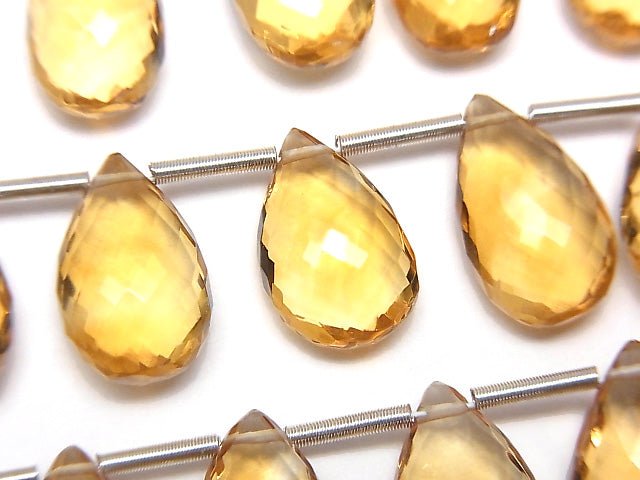 [Video] MicroCut High Quality Citrine AAA+ Pear shape Faceted Briolette half or 1strand (10pcs)