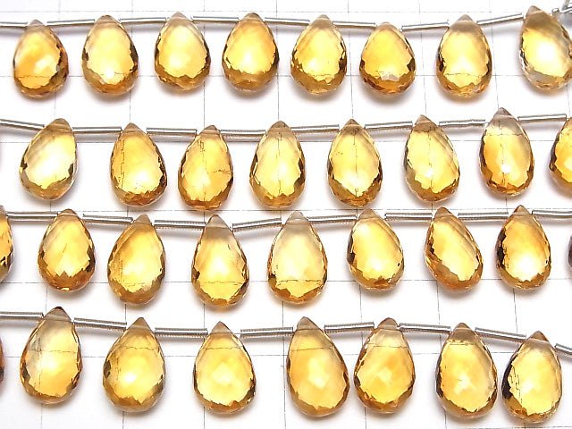 [Video] MicroCut High Quality Citrine AAA+ Pear shape Faceted Briolette half or 1strand (10pcs)