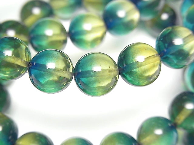 [Video] Blue Green Amber Round 10mm Bracelet