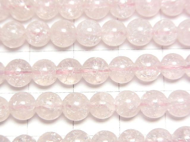 [Video] Crack Rose Quartz Round 6mm 1strand beads (aprx.15inch / 38cm)